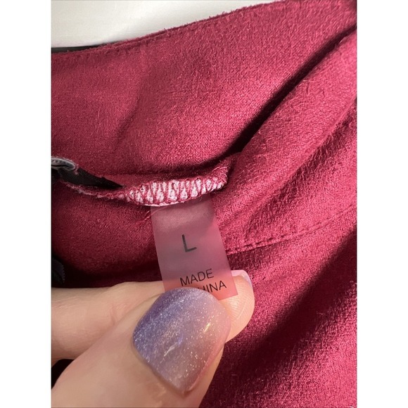 Bagatelle Collection Faux Suede A-Line Skirt Women's Size Large Burgundy - Picture 6 of 7